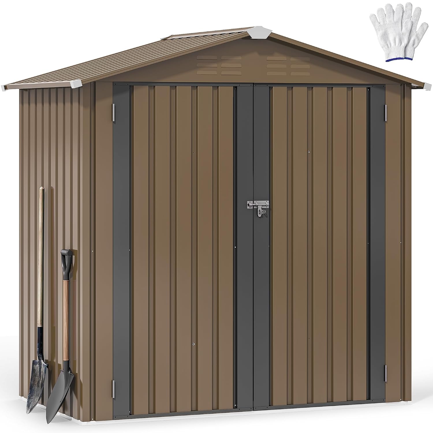 Gardening Tools Of - 6x4ft Metall-Gartenhaus, wasserdichter Geräteschuppen, robuste Aufbewahrungseinheit