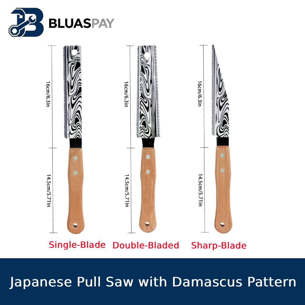 Gardening Hand Tools Japanese - Japanisches Zugsägen-Set mit Damastmuster und Holzgriff