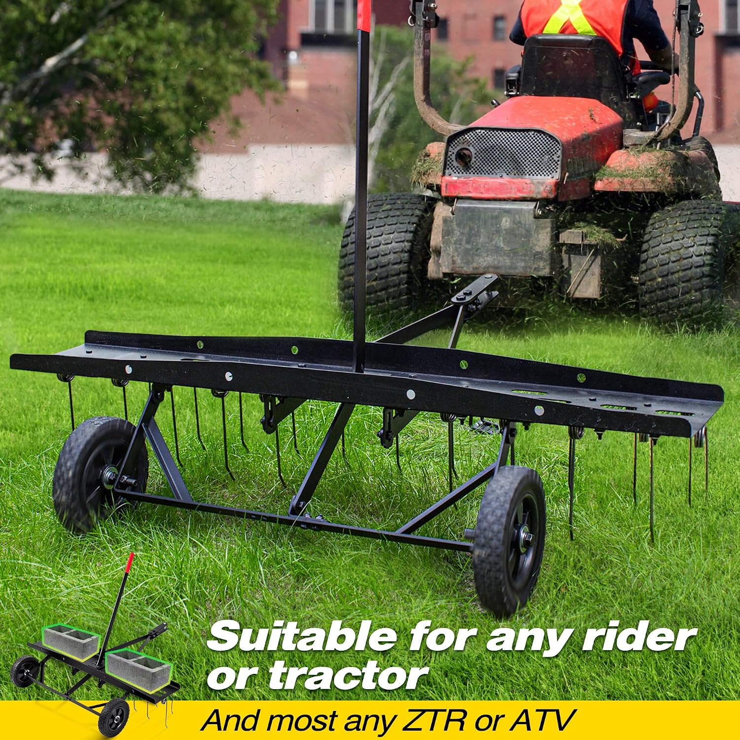 Anhängbare Rasenbelüfter-Bürst – Gardening Tools Lawn Mower Bewertung und Preis